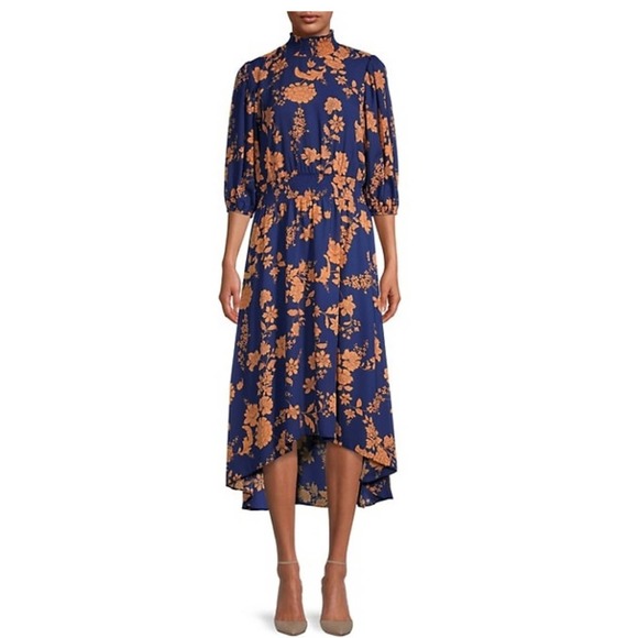 NWT NANETTE Nanette Lepore Smocked 4 Floral-Print Dress - Picture 1 of 16